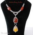 amber agate chainmaille necklace